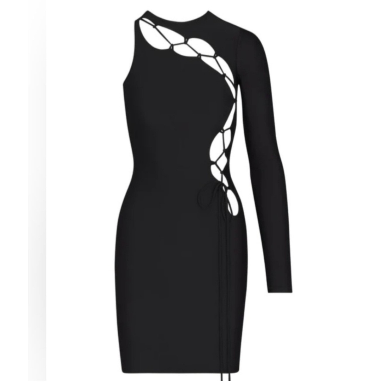 Skims Lace Up Mini Dress Large Black Edgy Party Bodycon